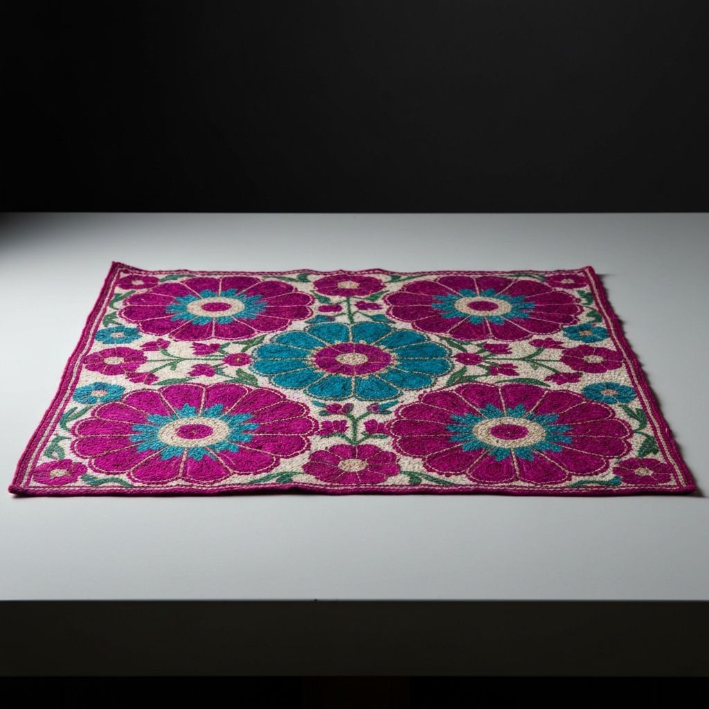 Uzbek Suzani Embroidery - Embroidered rug from Mazar-i-Sharif